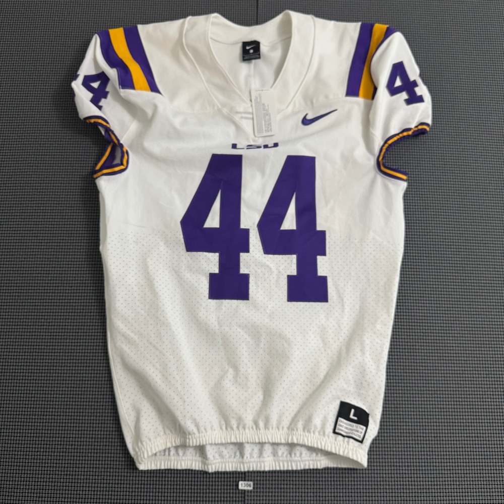 Nike LSU Tigers Football Jersey White Purple Gold Number 44 Mens Large NWT